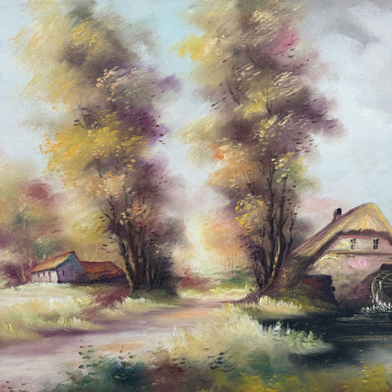 Handcrafted Landscape Oil Painting "Thatched Cottage" Refined Large Art Holland Art Shop