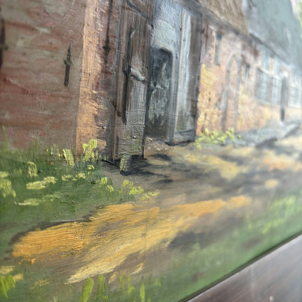 Elegant Farm Oil Painting "Farmhouse Roof" Handcrafted Artwork Holland Art Shop