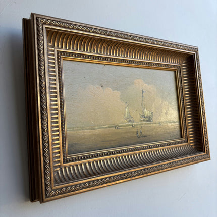 Elegant Seascape Oil Painting "Gilded Frame" Vintage Small Art Holland Art Shop