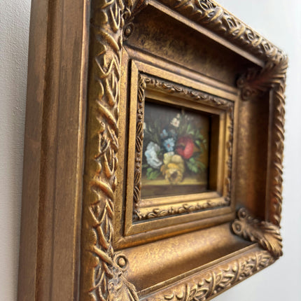 Refined Floral Still Life Oil Painting "Gilded Frame" Authentic Small Artwork Holland Art Shop