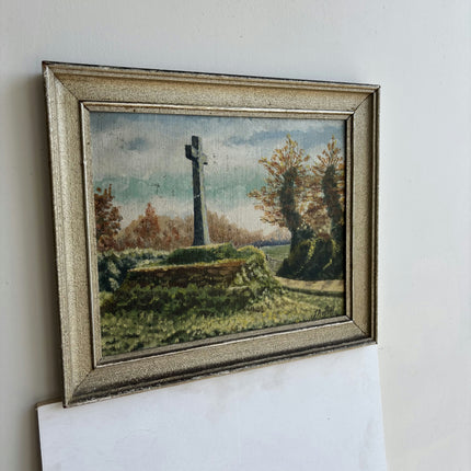 Classic Landscape Oil Painting "Wooden Post" Rustic Small Art Holland Art Shop