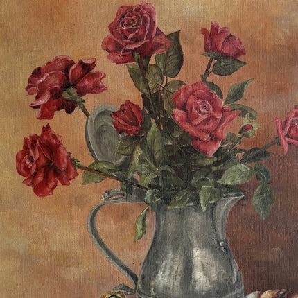 Handcrafted Floral Still Life Oil Painting "Rose Bouquet" Rustic Art Holland Art Shop