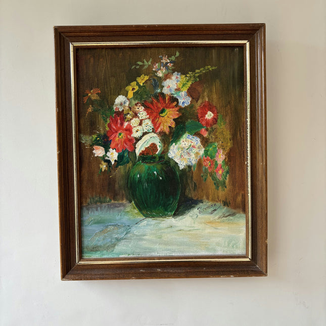 Authentic Flowery Still Life Oil Painting "Flower Bouquet" Elegant Small Artwork Holland Art Shop