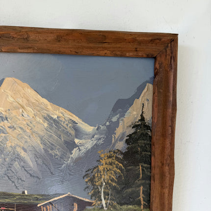 Handcrafted Oil Painting Landscape "Mountain Cabin" Original Medium Art Holland Art Shop