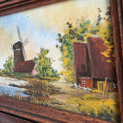 Rustic Landscape Oil Painting "Wooden Frame" Authentic Small Art Holland Art Shop
