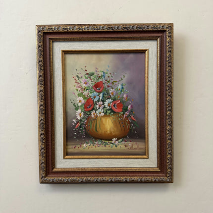Elegant Landscape Oil Painting "Flower Vase" Detailed Small Art Holland Art Shop
