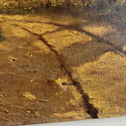 Handcrafted Landscape Oil Painting "Sunlit Path" Authentic Artwork Holland Art Shop