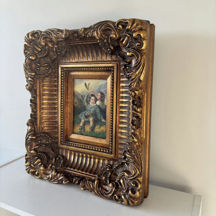 Marvelous Oil Painting Portrait "Childhood Playtime" Antique Medium Artwork Holland Art Shop