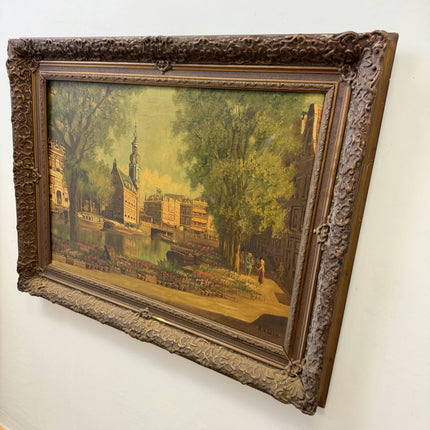 Elegant Cityscape Oil Painting "City Canal" Rustic I Artwork Holland Art Shop