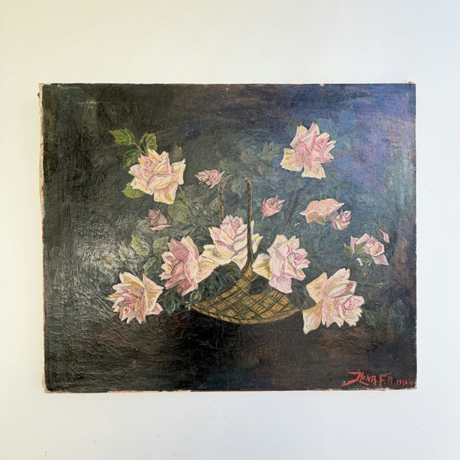 Refined Floral Still Life Oil Painting "Flower Basket" Authentic Large Artwork Holland Art Shop