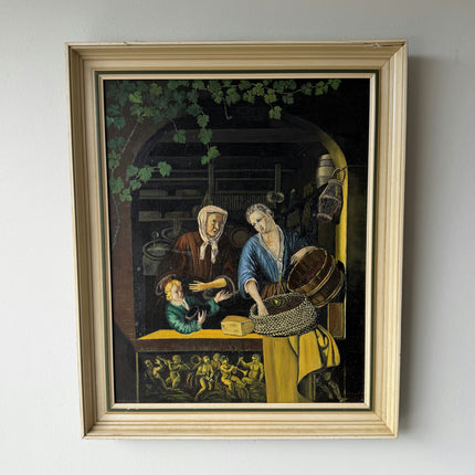 Authentic Scenery Oil Painting "Woman Seller" Traditional Art Holland Art Shop