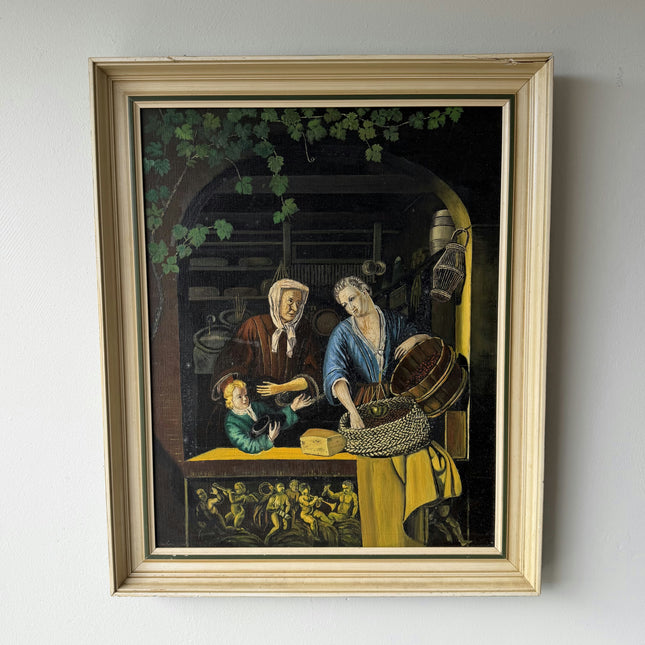 Authentic Scenery Oil Painting "Woman Seller" Traditional Art Holland Art Shop