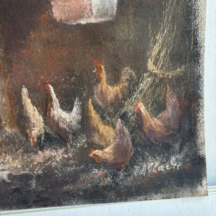 Timeless Animals Pastel "Group Chickens" Elegant Small Artwork Holland Art Shop