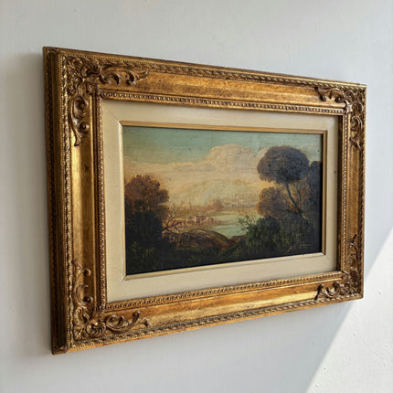 Original Landscape Oil Painting "Golden Frame" Handcrafted Artwork Holland Art Shop