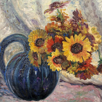 Vintage Floral Still Life Oil Painting "Sunflower Bouquet" Refined Art Holland Art Shop