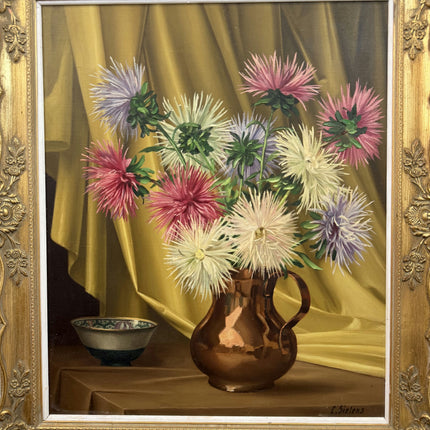 Detailed Floral Still Life Oil Painting "Chrysanthemum Bouquet" Refined Artwork Holland Art Shop