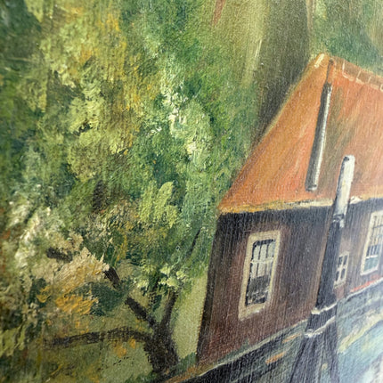 Vintage Landscape Oil Painting "Sailing Windmill" Expressive Large Artwork Holland Art Shop