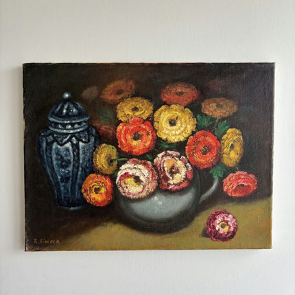Authentic Still Life Oil Painting "Flower Bouquet" Expressive Small Artwork Holland Art Shop