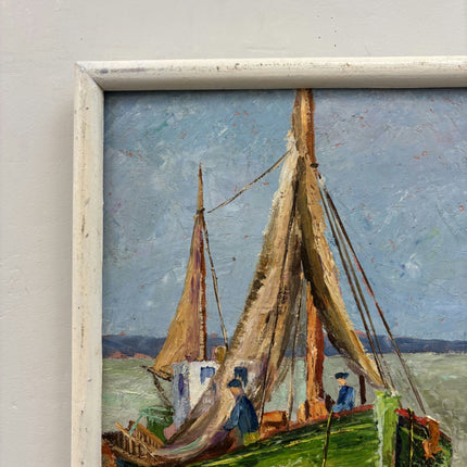 Classic Seascape Oil Painting "Fishing Boat" Timeless Small Art Holland Art Shop