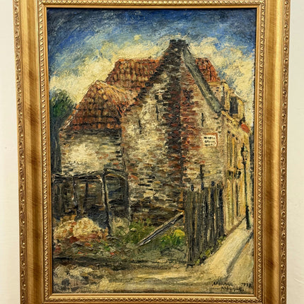 Nicolaas Huppes 1939 Cityscape Oil Painting "Tiled Roof" Large Artwork Holland Art Shop