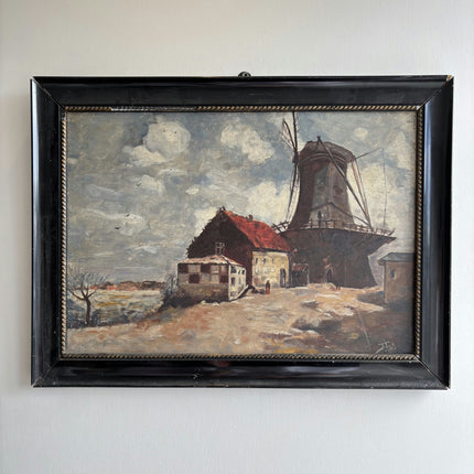 Original Landscape Oil Painting "Windmill Structure" Timeless Artwork Holland Art Shop
