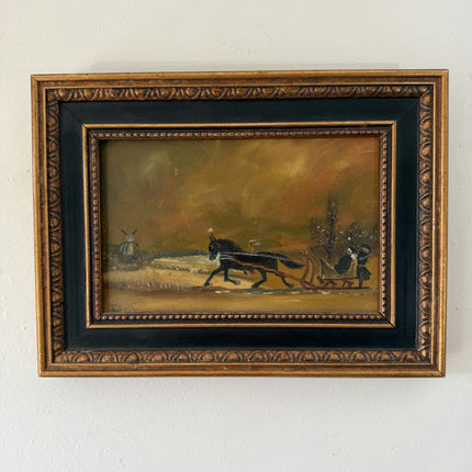 Figurative Oil Painting Scenery "Running Horse" Traditional Small Art Holland Art Shop