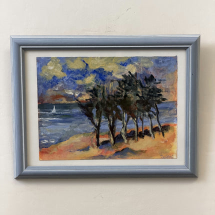 Original Landscape Oil Painting "Framed Back" Rustic Small Artwork Holland Art Shop