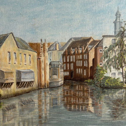Traditional Cityscape Oil Painting "Riverside Buildings" Large Artwork Holland Art Shop