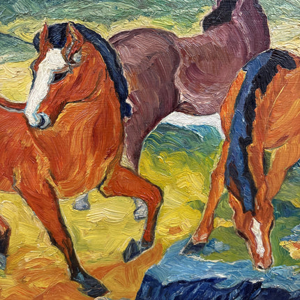 Rustic Animals Oil Painting "Grazing Horses" Classic Art Holland Art Shop