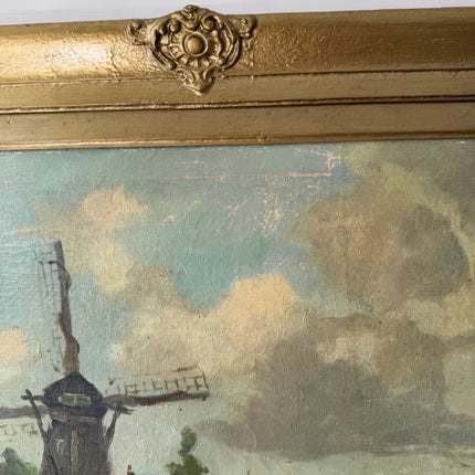 Authentic Seascape Oil Painting "Windmill Scene" Detailed Dutch Art Holland Art Shop