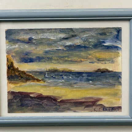 Classic Seascape Acrylic Paint "Framed Seascape" Expressive Small Artwork Holland Art Shop