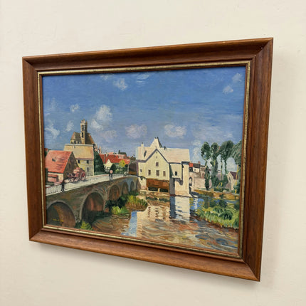 Vintage Cityscape Oil Painting "Stone Bridge" Detailed Artwork Holland Art Shop