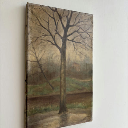 Rustic Landscape Oil Painting "Bare Tree" Authentic Small Art Holland Art Shop