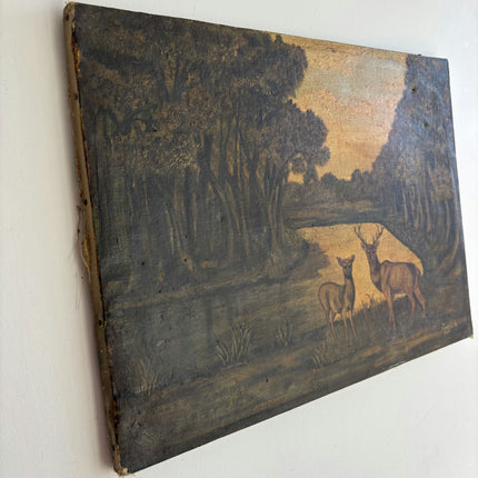 Handcrafted Animals Oil Painting "Pair Of Deer" Refined Small Art Holland Art Shop