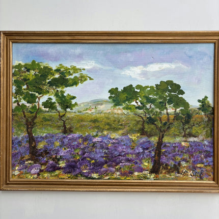Traditional Landscape Oil Painting "Lavender Trees" Original Art Holland Art Shop