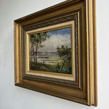 Original Landscape Oil Painting "Gilded Frame" Traditional Small Art Holland Art Shop
