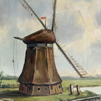 Handcrafted Landscape Oil Painting "Old Windmill" Vintage Artwork Holland Art Shop
