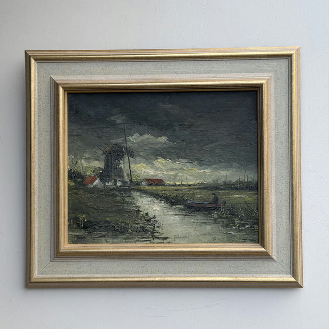 Classic Landscape Oil Painting "Windmill Tower" Expressive Artwork Holland Art Shop
