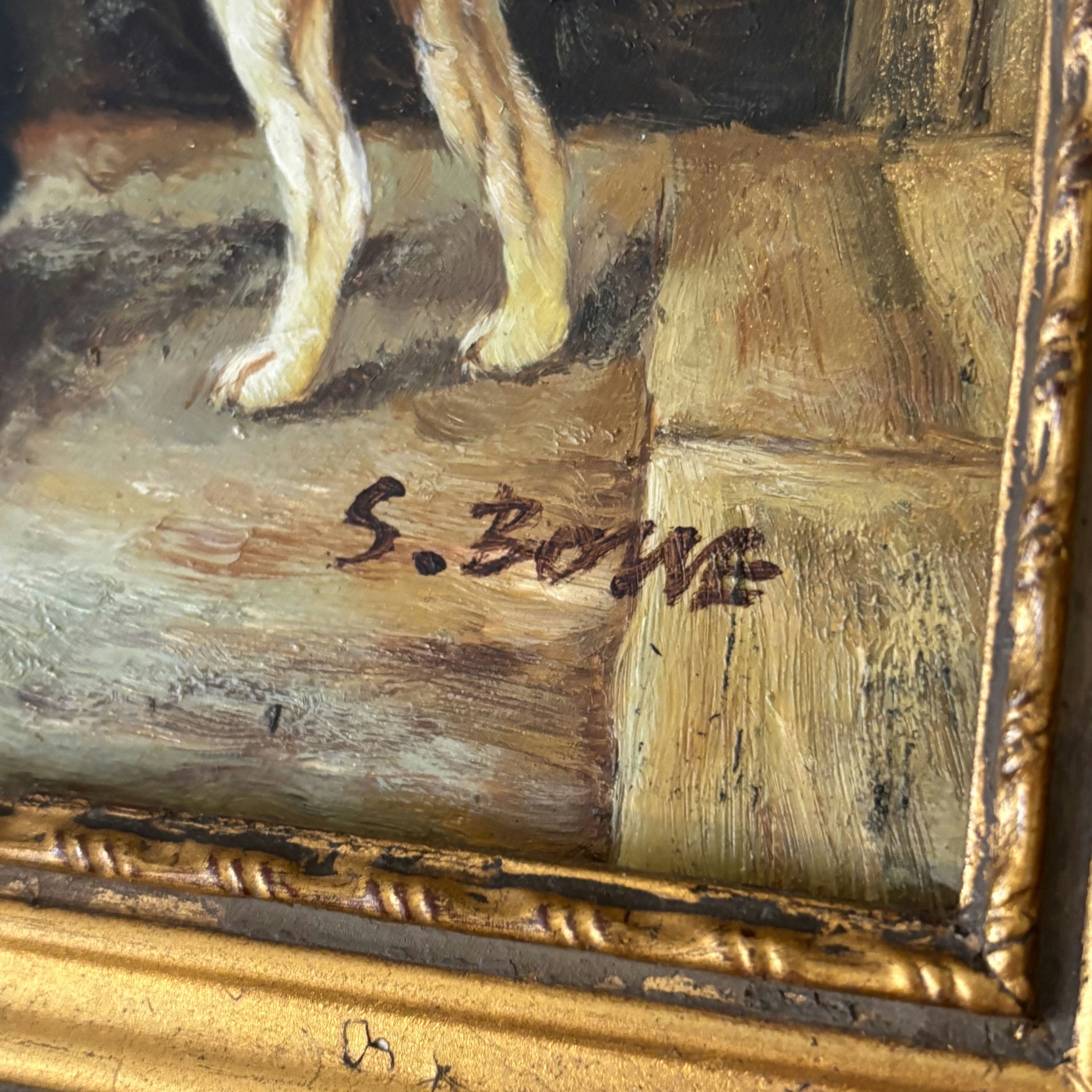 19th Century Animals Oil Painting 