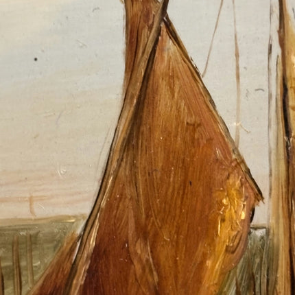 Expressive Seascape Oil Painting "Fishing Boat" Traditional Small Artwork Holland Art Shop
