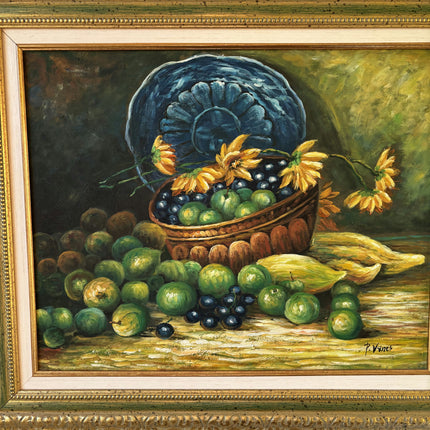 Figurative Oil Painting Still Life "Fruit Basket" Antique Medium Art Holland Art Shop