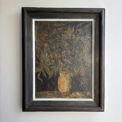 19th Century Antique Floral Still Life Oil Painting "Golden Vase" Large Artwork Holland Art Shop