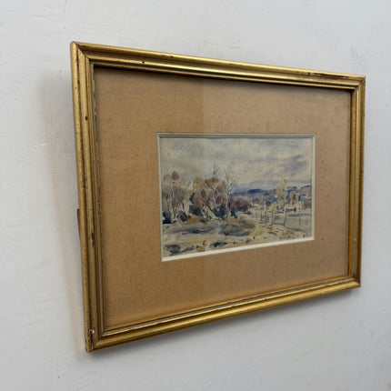 Authentic Landscape Aquarel "Framed Painting" Original Small Art Holland Art Shop