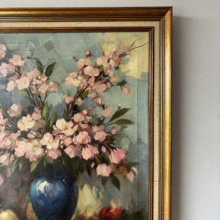 Handcrafted Floral Still Life Oil Painting "Blue Vase" Classic Artwork Holland Art Shop