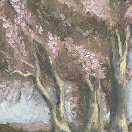 Rustic Landscape Oil Painting "Blossom Tree" Elegant Small Artwork Holland Art Shop