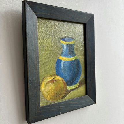 Rustic Still Life Oil Painting "Blue Vase" Detailed Small Art Holland Art Shop