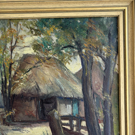Expressive Farm Oil Painting "Thatched Cottage" Handcrafted Art Holland Art Shop