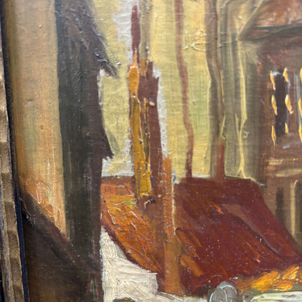Elegant Cityscape Oil Painting "Village Street" Authentic Artwork Holland Art Shop