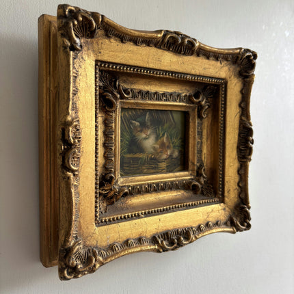 Refined Animals Oil Painting "Gilded Frame" Elegant Small Artwork Holland Art Shop