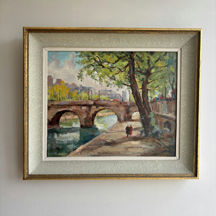 Elegant Cityscape Oil Painting "Stone Bridge" Handcrafted Art Holland Art Shop